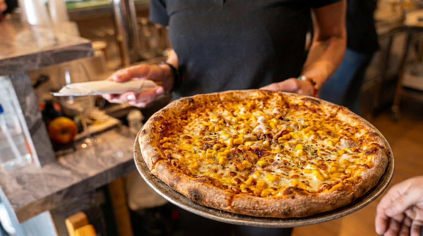 Frissen készített 32 cm-es pizza a Sport Bisztróban